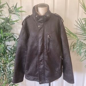 Calvin Klein L Brown Bomber Suede-like jacket Coat